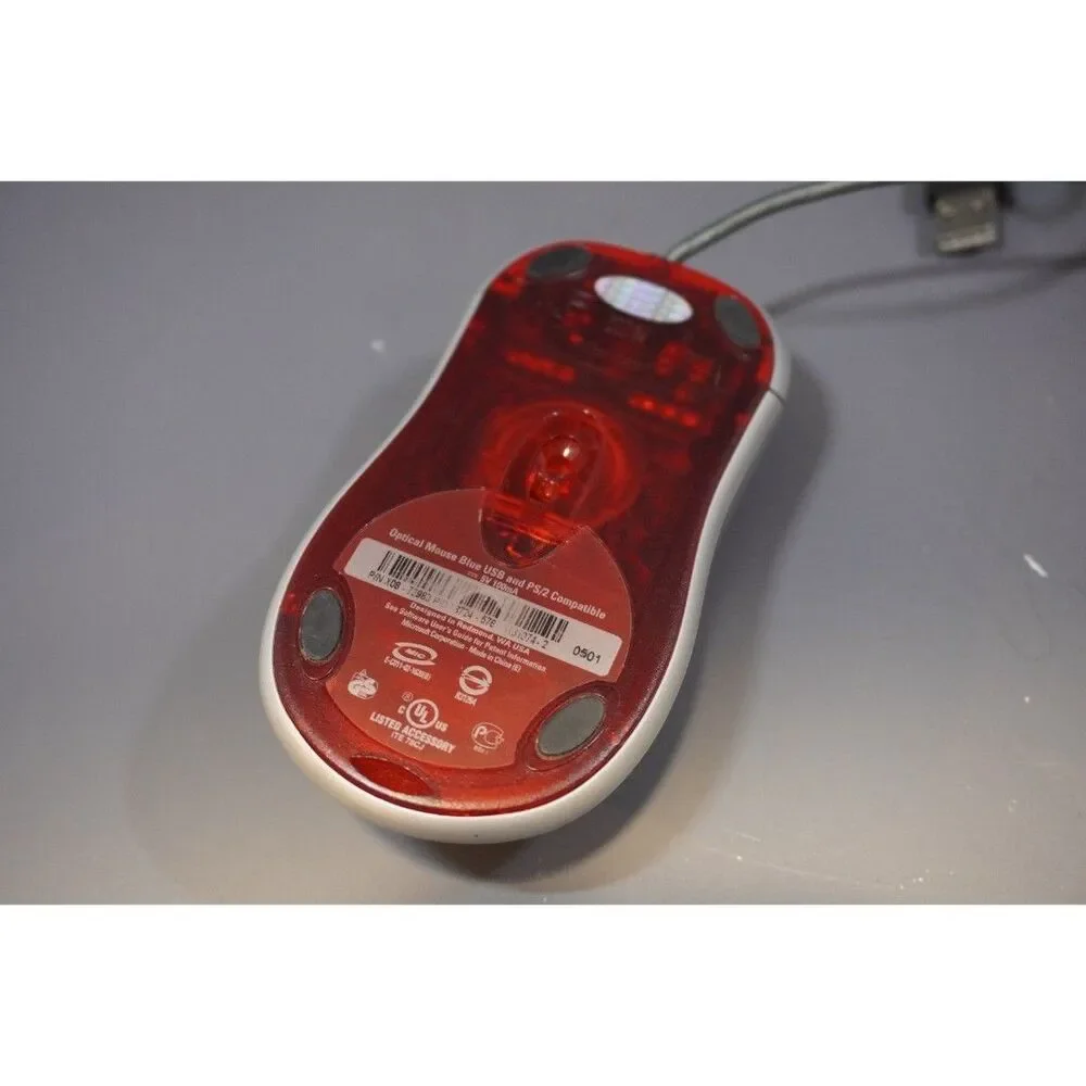 Microsoft Optical Mouse Blue USB And PS/2 Compatible Used Vintage Retro